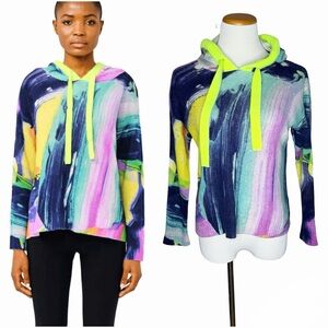 Brodie Cashmere Paint Party Hoodie Sweater Size Small 100% Cashmere Art To Wear